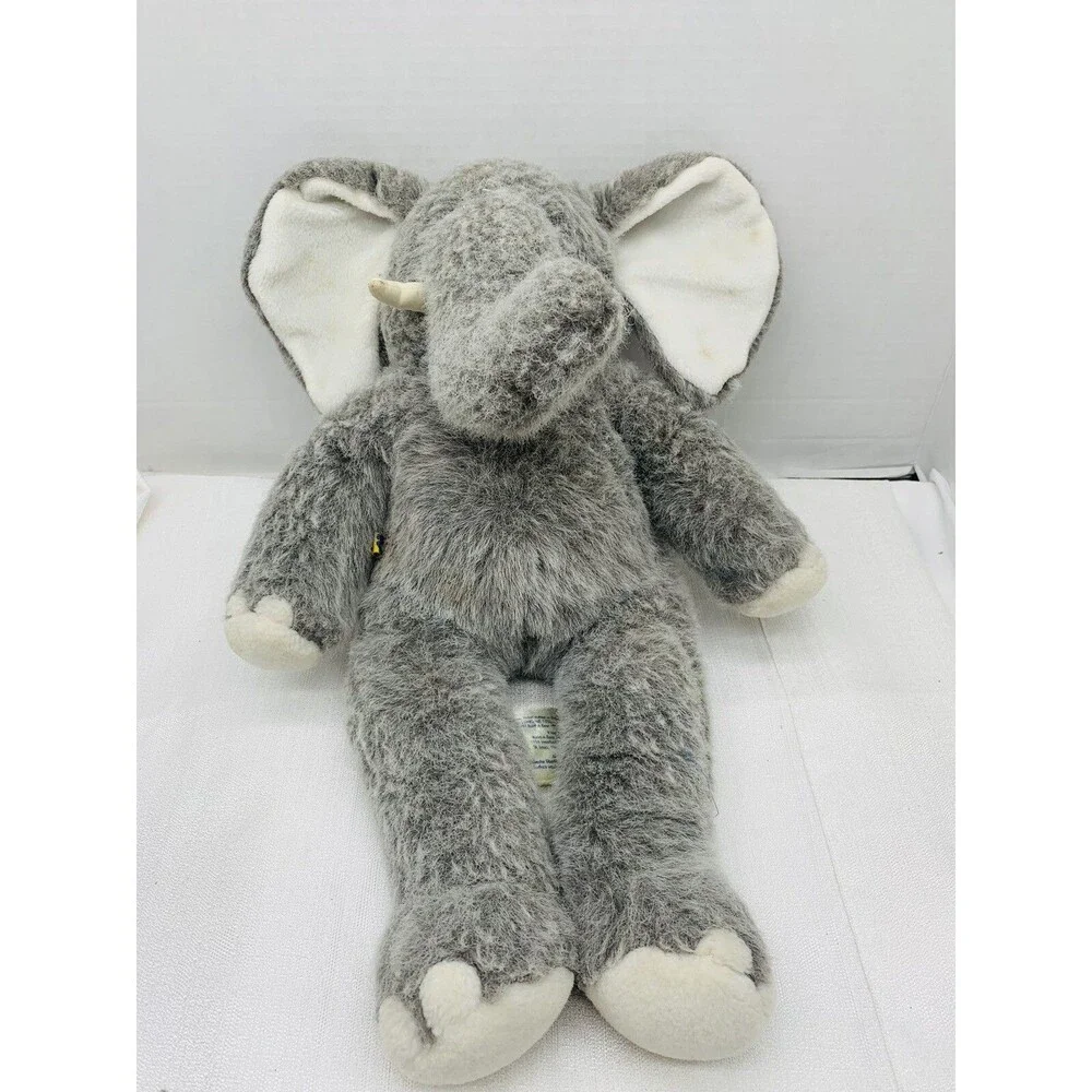 BUILD A BEAR VINTAGE 1997 PLUSH GREY ELEPHANT W/ TUSKS 17